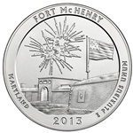 2013 ATB 5 Oz 999 Fine Silver Coin, Fort McHenry National Monument and Historic Shrine