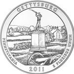 2011 ATB 5 Oz 999 Fine Silver Coin, Gettysburg National Military Park