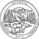 2011 ATB 5 Oz 999 Fine Silver Coin, Olympic National Park