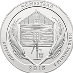 2015-P ATB 5 Oz 999 Fine Silver Coin, Homestead National Monument of America