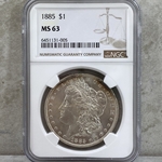 1885 Morgan Silver Dollars Certified / Slabbed MS63 - 005