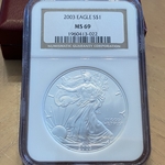 2003 American Eagle Silver One Ounce Certified / Slabbed MS69-022