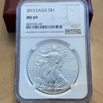 2013 American Eagle Silver One Ounce Certified / Slabbed MS69 -107