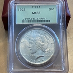 1923 Peace Silver Dollars Certified / Slabbed MS63