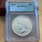 1923 Peace Silver Dollars Certified / Slabbed MS62
