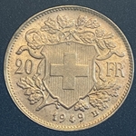 1930-B Switzerland, 20 Francs "Vreneli", .900, .1867 oz gold, 1 Each