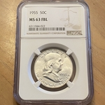 1955 Franklin Half Dollar-MS63-FBL 022