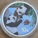 2023 China Panda 30g .999 Silver.  COLORIZED