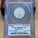 2005-S California 25 Cent, PR69DCAM