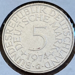 1974G Germany, 5 Deutsche Mark, KM112