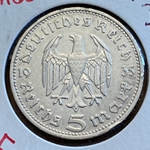 1935-D Germany, 5 Reichsmark Paul von Hindenburg, J-360
