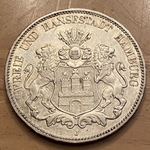 1908-J Germany Hamburg, 5 Mark, J-65