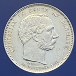 1888 Denmark 2 Kroner - Christian IX Anniversary of Reign KM 799