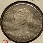 1899 1 Peseta - Alfonso XIII 3rd portrait, S = A.Sandoval, G = A.Garcia, KM 706