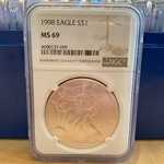 1998 American Eagle Silver One Ounce Certified / Slabbed MS69-099