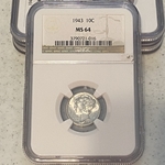 1943 Mercury Dimes MS 64-016