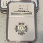 1942 Mercury Dimes MS 64-010