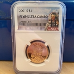 2001-S Sacagawea Dollar, Proof PF 69 Ultra Cameo