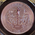 2020 Canada 10 Dollars - Elizabeth II Kraken 2 Oz .9999