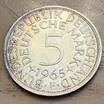 1965F Germany, 5 Deutsche Mark, KM112