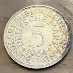 1964F Germany, 5 Deutsche Mark, KM112