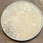 1963D Germany, 5 Deutsche Mark, KM112