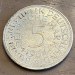 1964G Germany, 5 Deutsche Mark, KM112
