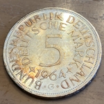 1964G Germany, 5 Deutsche Mark, KM112