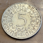 1964J Germany, 5 Deutsche Mark, KM112