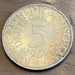 1961D Germany, 5 Deutsche Mark, KM112