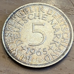 1965F Germany, 5 Deutsche Mark, KM112