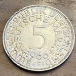 1966F Germany, 5 Deutsche Mark, KM112