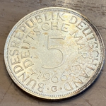 1966G Germany, 5 Deutsche Mark, KM112