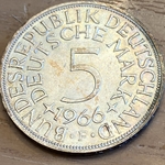1966F Germany, 5 Deutsche Mark, KM112