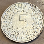 1966F Germany, 5 Deutsche Mark, KM112