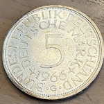 1966G Germany, 5 Deutsche Mark, KM112