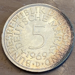 1969D Germany, 5 Deutsche Mark, KM112