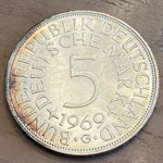 1969G Germany, 5 Deutsche Mark, KM112