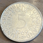 1969J Germany, 5 Deutsche Mark, KM112