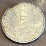 1974D Germany, 5 Deutsche Mark, KM112