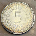 1974F Germany, 5 Deutsche Mark, KM112