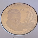 1988 Cook Islands, 50 Dollars, Great Explorers Series - Fridtjof Nansen