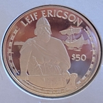 1988 Cook Islands, 50 Dollars, Great Explorers Series - Leif Ericson