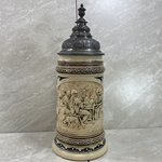 Beer Stein, Marzi & Remy, Catalog Number 246, 1.0L, Pottery, relief, pewter lid.