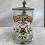 Beer Stein, Glass Stein, 0.5L, pewter lid