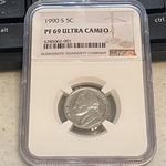 1990 S Jefferson Nickel, PF 69 Ultra Cameo, 001