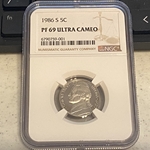 1986 S Jefferson Nickel, PF 9.9 Ultra Cameo, 001