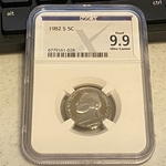1982 S Jefferson Nickel, 9.99 Ultra Cameo, 028