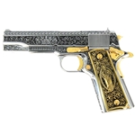 Colt 1911 45 ACP, Cathedral Design , High Polished Stainless Steel And 24K Gold Plated $2000.00