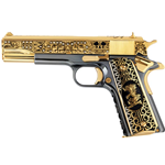 Colt 1911 Government, El Jefe De Jefes Diamond Edition, 38 Super, 9 + 1, 24K Gold & Black Chrome, 3,500.00